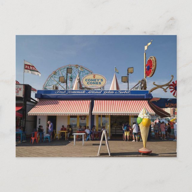 Carte Postale stand de restauration sur Coney Island Amusement (Devant)