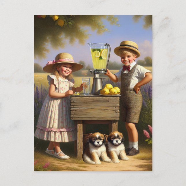 Carte Postale Stand Retro Lemonade Avoir un bon été (Devant)