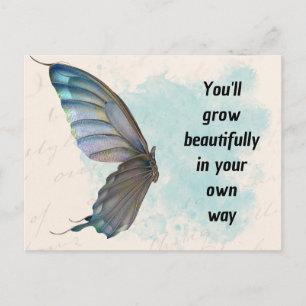 Carte postale standard vintage papillon bleu beige