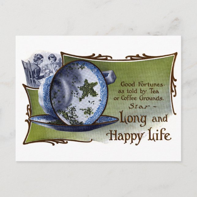Carte Postale Star Shapa Tea Feuilles prédit bonne fortune (Devant)
