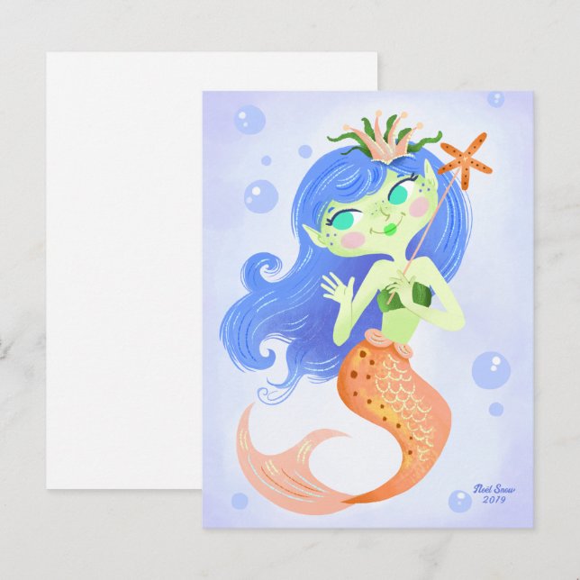 Carte Postale Starfish Mermaid Princess Blank (Devant / Derrière)