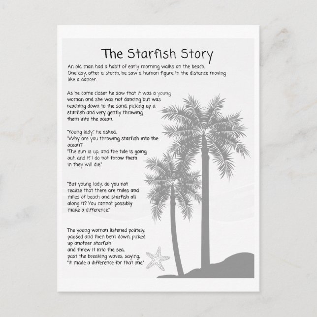 Carte Postale Starfish Story, Starfish Throver, Starfish Poem (Devant)