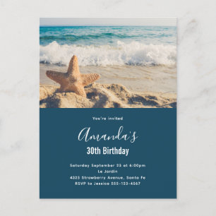 Carte Postale Starfish sur une plage de sable Photo Anniversaire