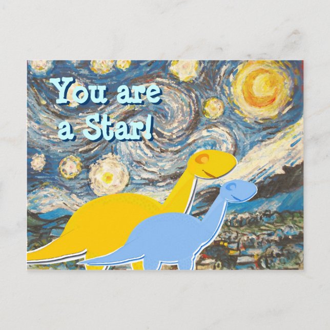 Carte postale Starry Night Dinosaures (Devant)