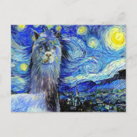Starry Night Funny Alpaca Paysage Parodie