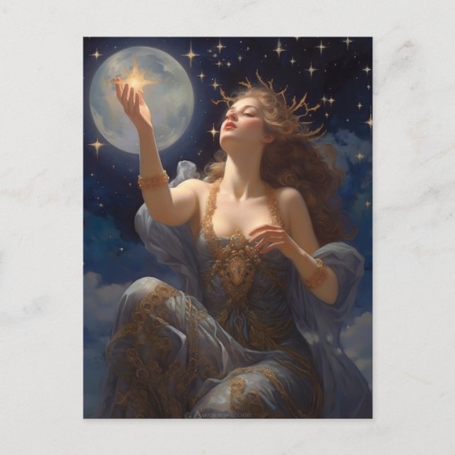 Carte Postale Stars And Girl Imaginaire Art (Devant)