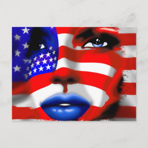 Carte Postale Stars and Stripes Girl's Portrait Postcard