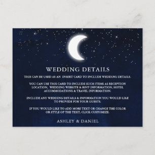 Carte Postale Stars de lune céleste Détails du Mariage Insérer u