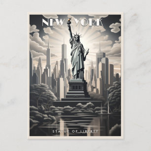 Carte Postale State of Liberty New York USA Travel Vintage Art