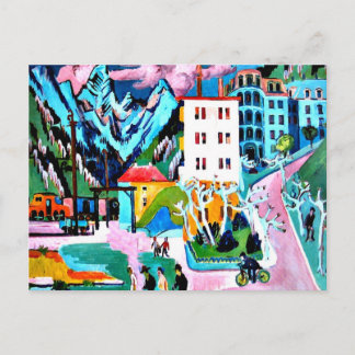 Carte Postale Station à Davos, peinture Ernest Ludwig Kirchner