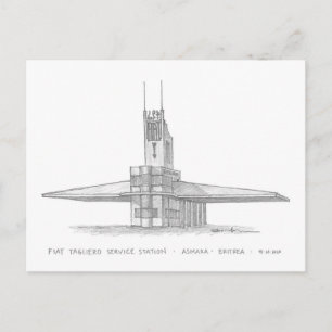 Carte Postale Station de service Fiat Tagliero, Asmara, Érythrée
