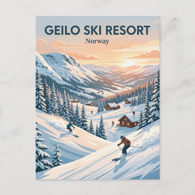 Carte Postale Station de ski de Geilo Norvège (Devant)