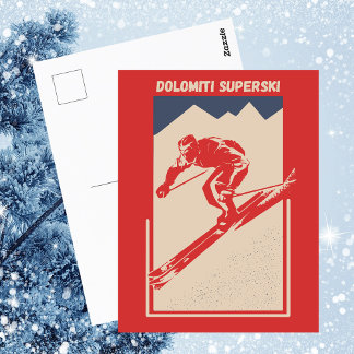 Carte Postale Station de ski italienne Dolomiti Superski vintage