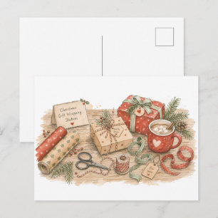 Carte Postale Station d'emballage de cadeaux de Noël pour les fê