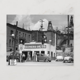 Carte Postale Station-service ancienne, années 1930