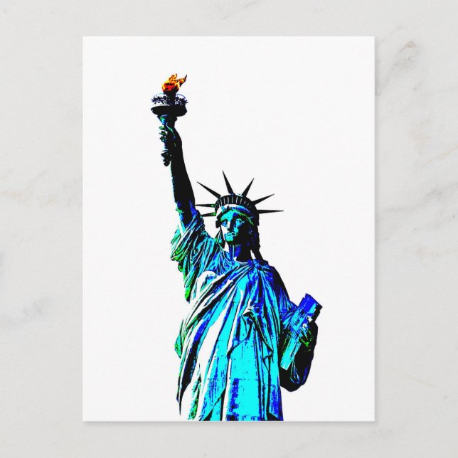 Carte Postale Statue bleue de Lady Liberty (Devant)