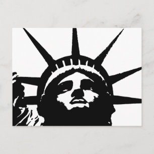 Carte Postale Statue d'Art Pop Noir & Blanc de la Liberté