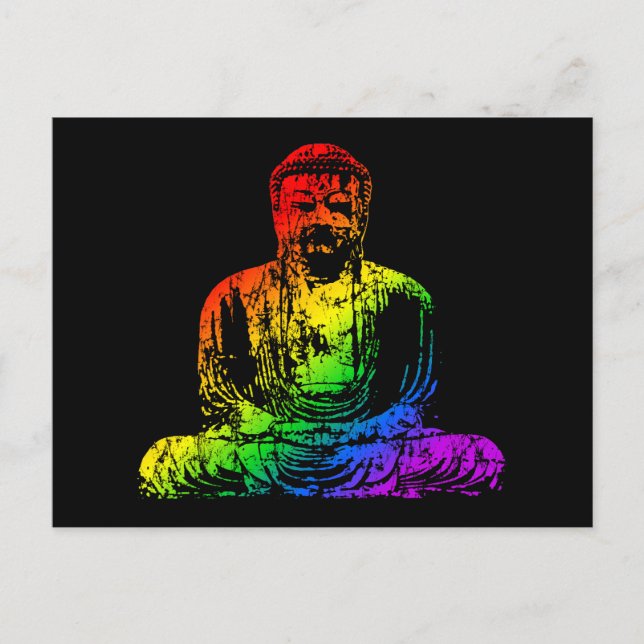 Carte Postale Statue de bouddha arc-en-ciel (Devant)