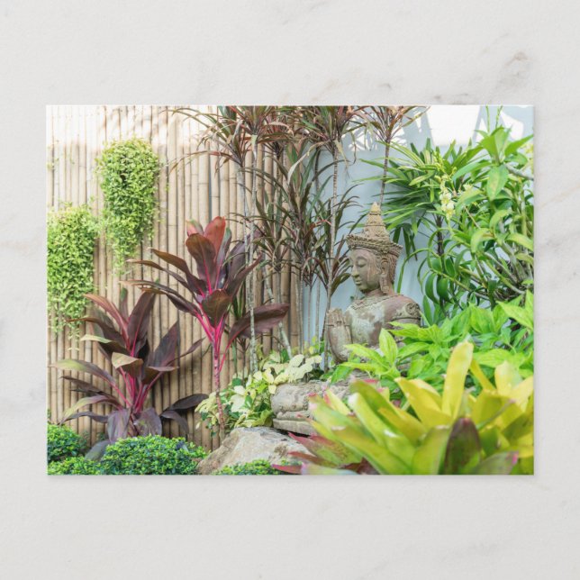 Carte Postale Statue de Bouddha dans le jardin (Devant)