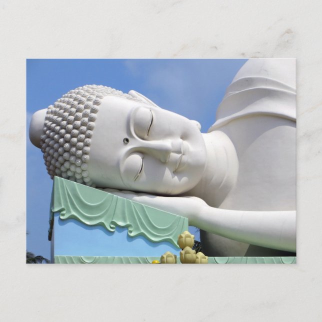 Carte Postale Statue De Bouddha Se Reposant Dormir Joyeuse Paix (Devant)