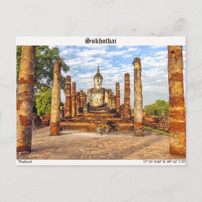 Carte Postale Statue de Bouddha, Wat Mahathat, Sukhothai (Devant)
