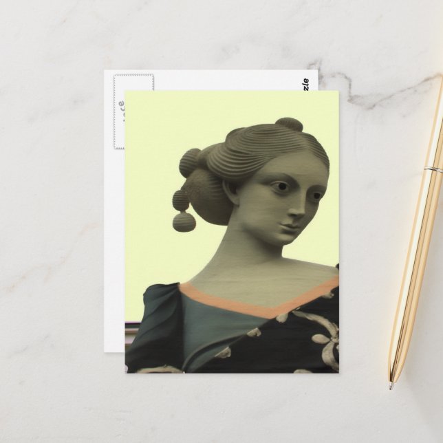 Carte Postale Statue de dame (Devant/Arrière en situation)