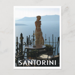 Carte Postale Statue de déesse à Santorin Grèce au café