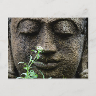 Carte Postale Statue de jardin en pierre avec fleur