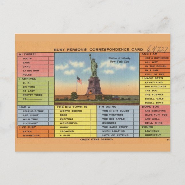Carte Postale Statue de la Liberté (Devant)