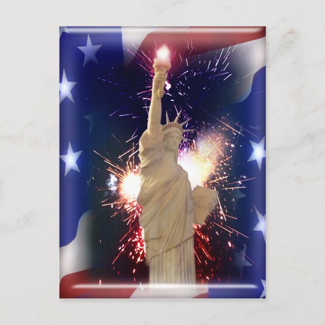 Carte Postale Statue de la Liberté avec feux d'artifice pour 4 j (Devant)
