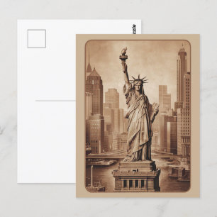 Carte Postale Statue de la Liberté de New York Vintage