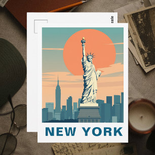 Carte Postale Statue de la Liberté de style rétro Voyage à New Y