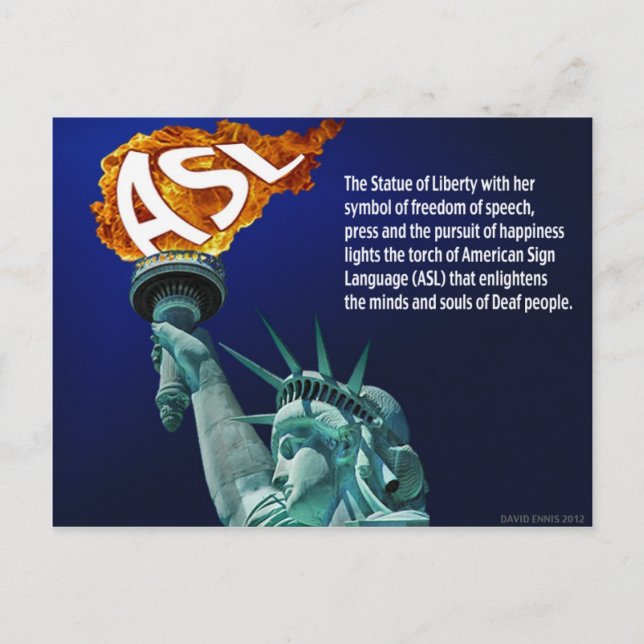 Carte Postale Statue de la Liberté éclaire sa flamme pour ASL (Devant)