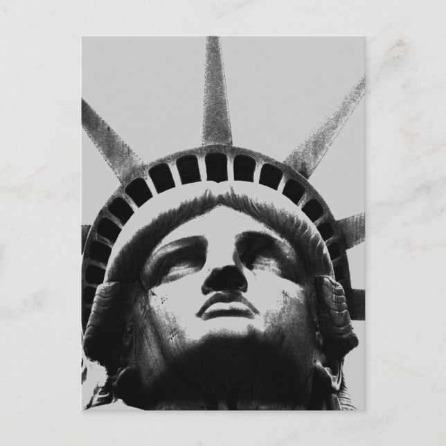 Carte postale Statue de Liberté en Gris noir et bl (Devant)