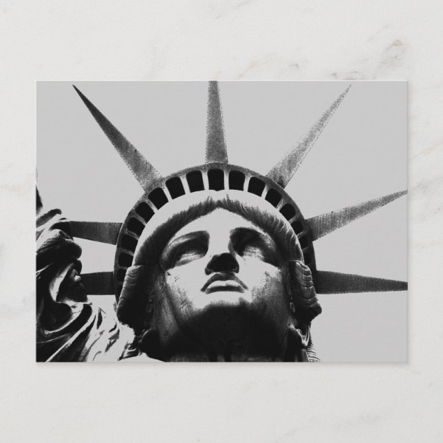 Carte postale Statue de Liberty en niveaux de gris (Devant)