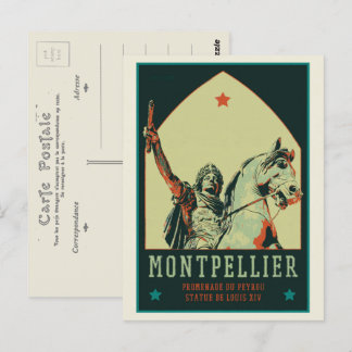 Carte Postale Statue de Montpellier Louis XIV illustration Franc