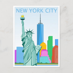 Carte Postale Statue de New York des gratte-ciels de la liberté