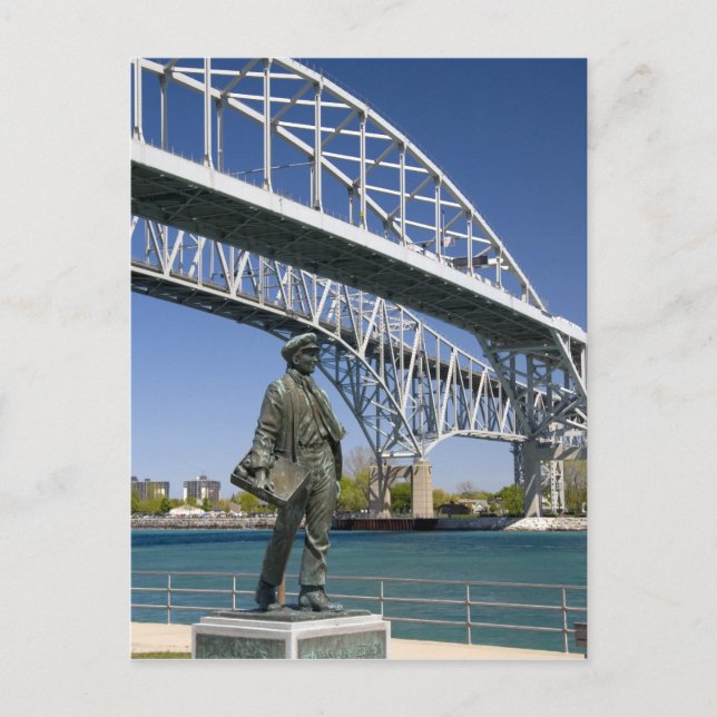 Carte Postale Statue de Thomas Edison de l'artiste local Mino (Devant)