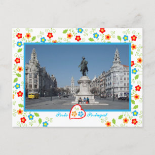 Carte Postale Statue du Carré de la Liberté et équestre à Porto