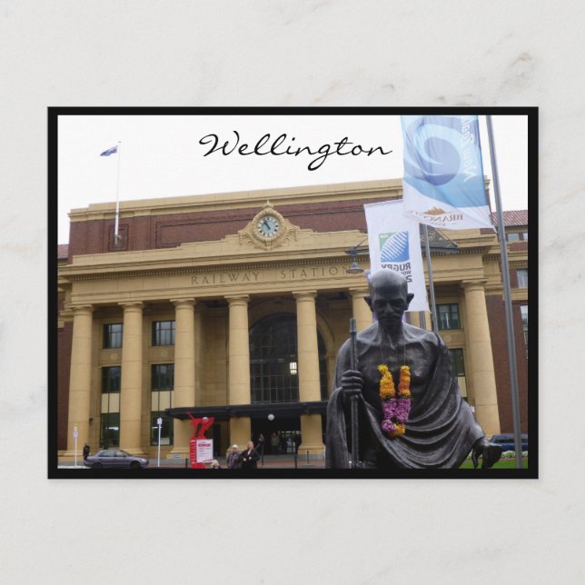 Carte Postale statue du chemin de fer de wellington (Devant)