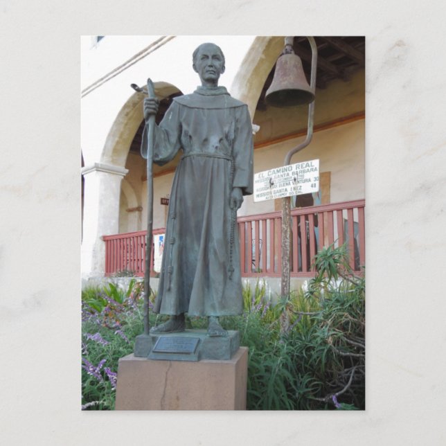 Carte Postale Statue du père Serra à la mission Père Noël Barbar (Devant)