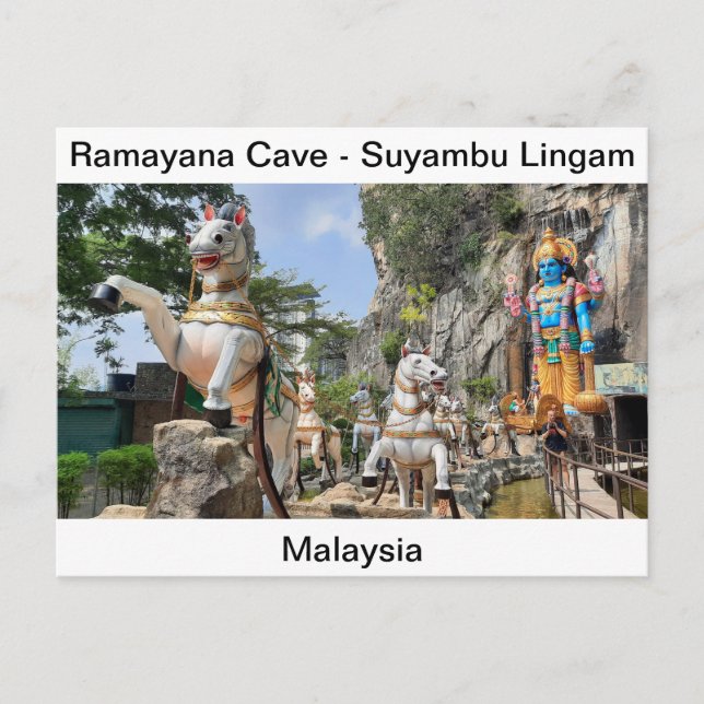 Carte Postale Statue hindoue en calèche à Ramayana Cave (Devant)