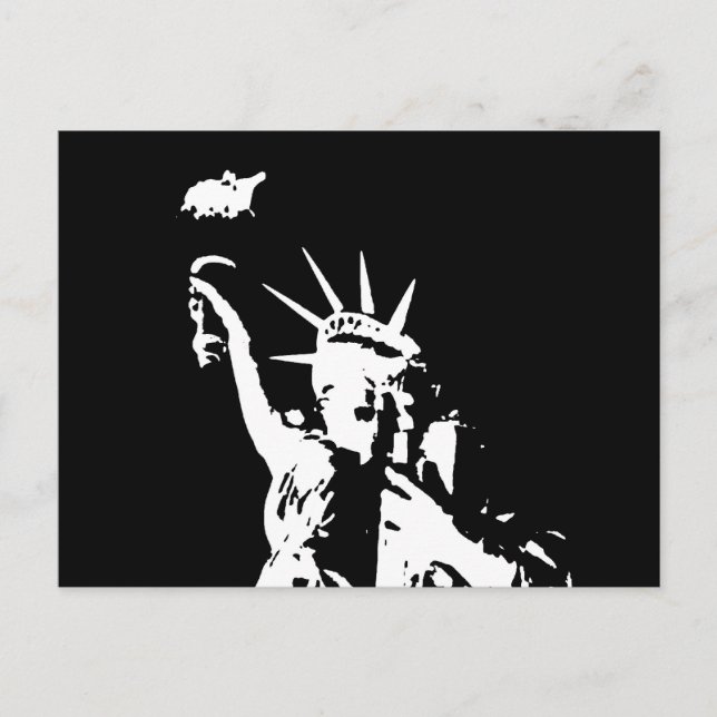 Carte Postale Statue noire et blanche de la Liberté Silhouette (Devant)