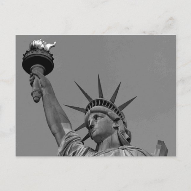 Carte Postale Statue noire et blanche de Liberty New York (Devant)