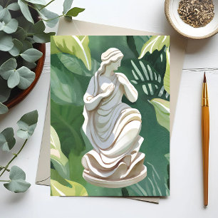 Carte Postale Statue romaine   Aquarelle peinture botanique