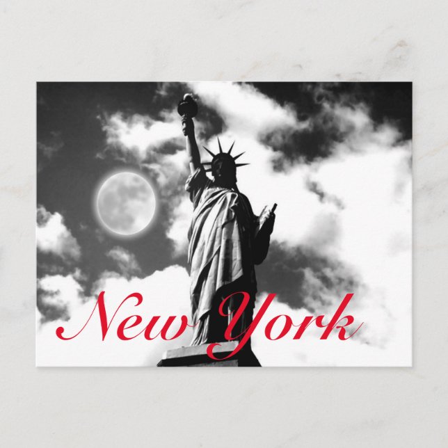 Carte Postale Statue rouge blanche noire de Liberty New York (Devant)