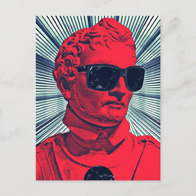 Carte Postale Statue rouge Hipster (Devant)