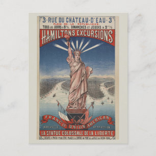 Carte Postale Statue vintage de la Liberté Paris à New York