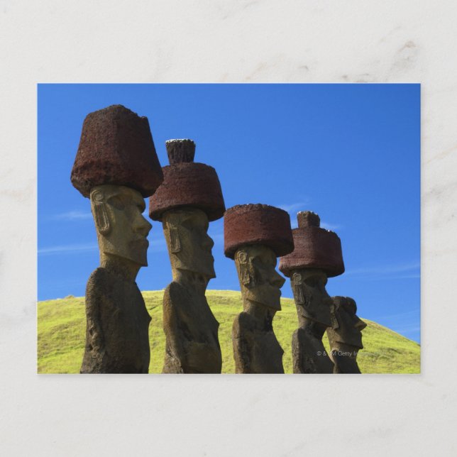 Carte Postale Statues culturelles, île de Pâques, Polynésie (Devant)