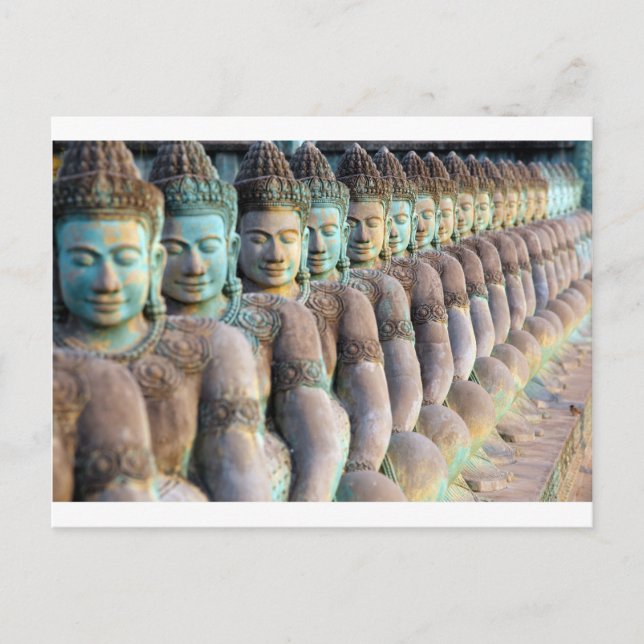 Carte Postale Statues de Bouddha Vert Siem Reap Cambodge (Devant)